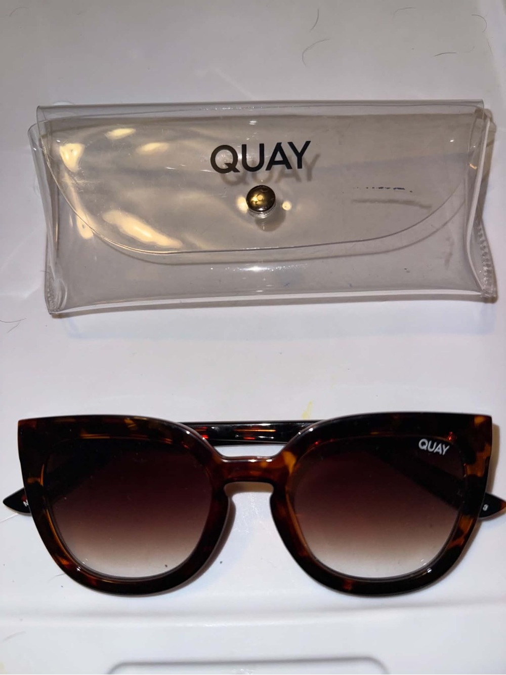 QUAY Tortoiseshell Cat Eye Sunglasses with Case